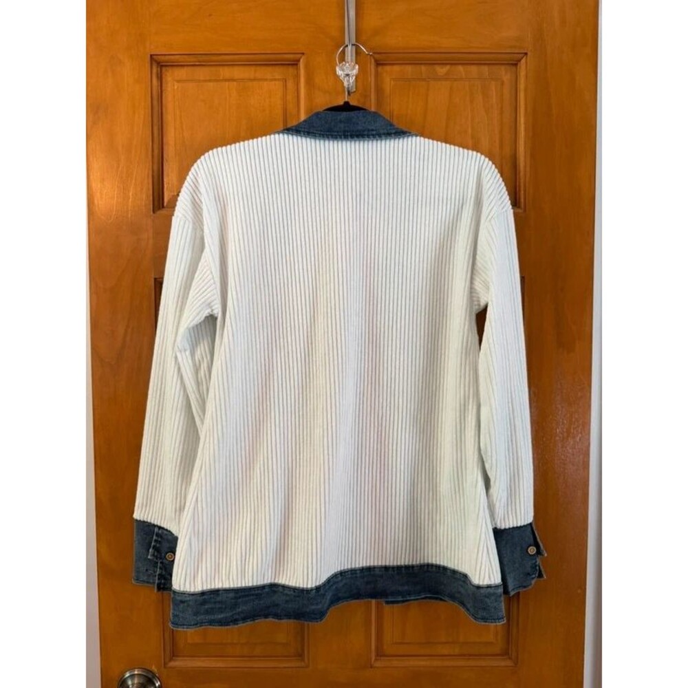 Blue & White Ribbed Lightweight Jacket - Picture 3 of 10